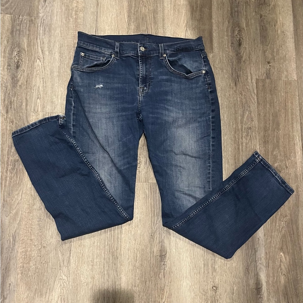 7 For All Mankind Men’s  Dark Wash Straight Jeans